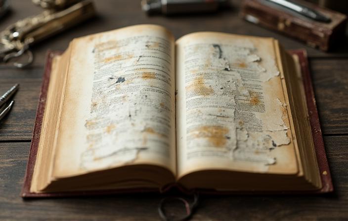 Proces konserwacji zniszczonego antycznego woluminu