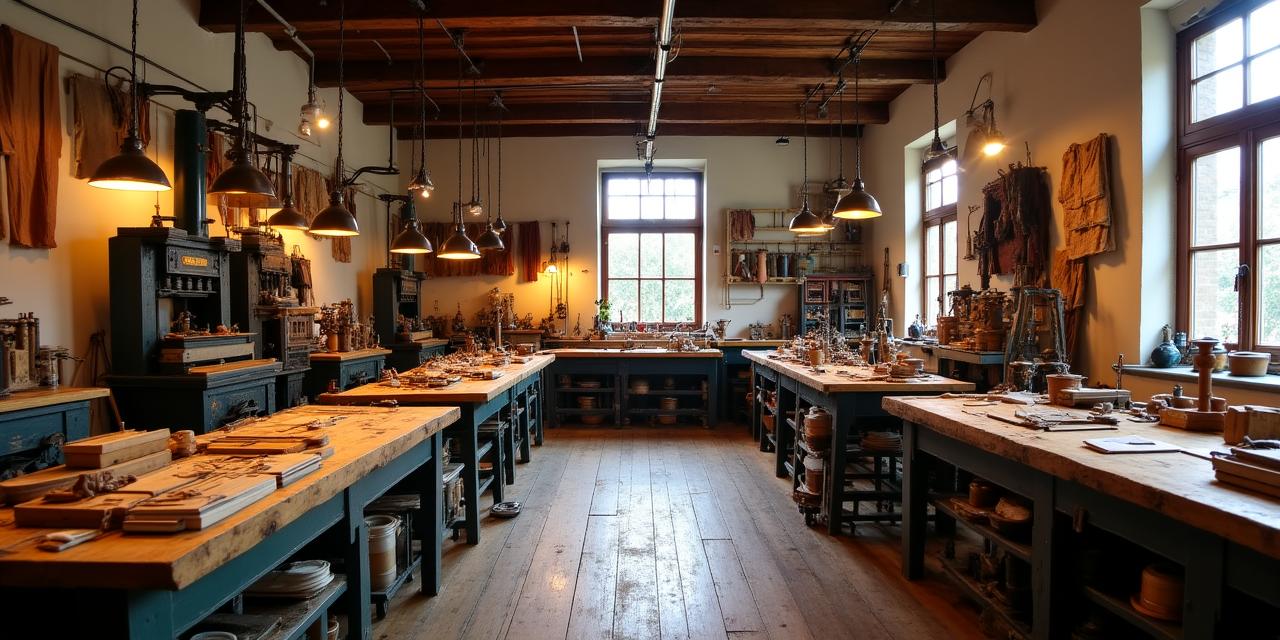 Atmosfera warsztatu introligatorskiego, stare narzędzia